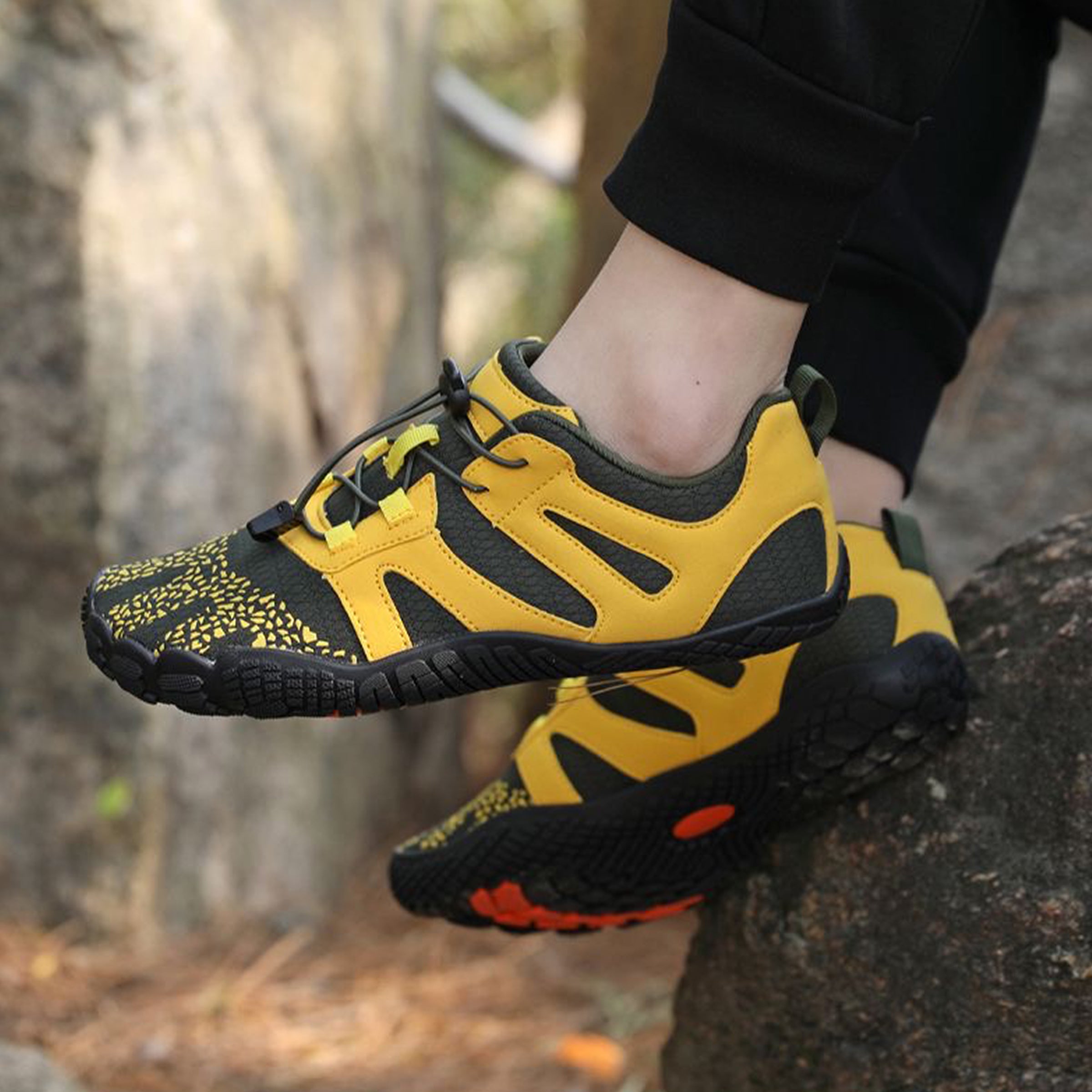 Men's Minimalist Black and Yellow Barefoot / Gym Shoes – Wide Toe box, Lightweight, Flexible & Zero-Drop