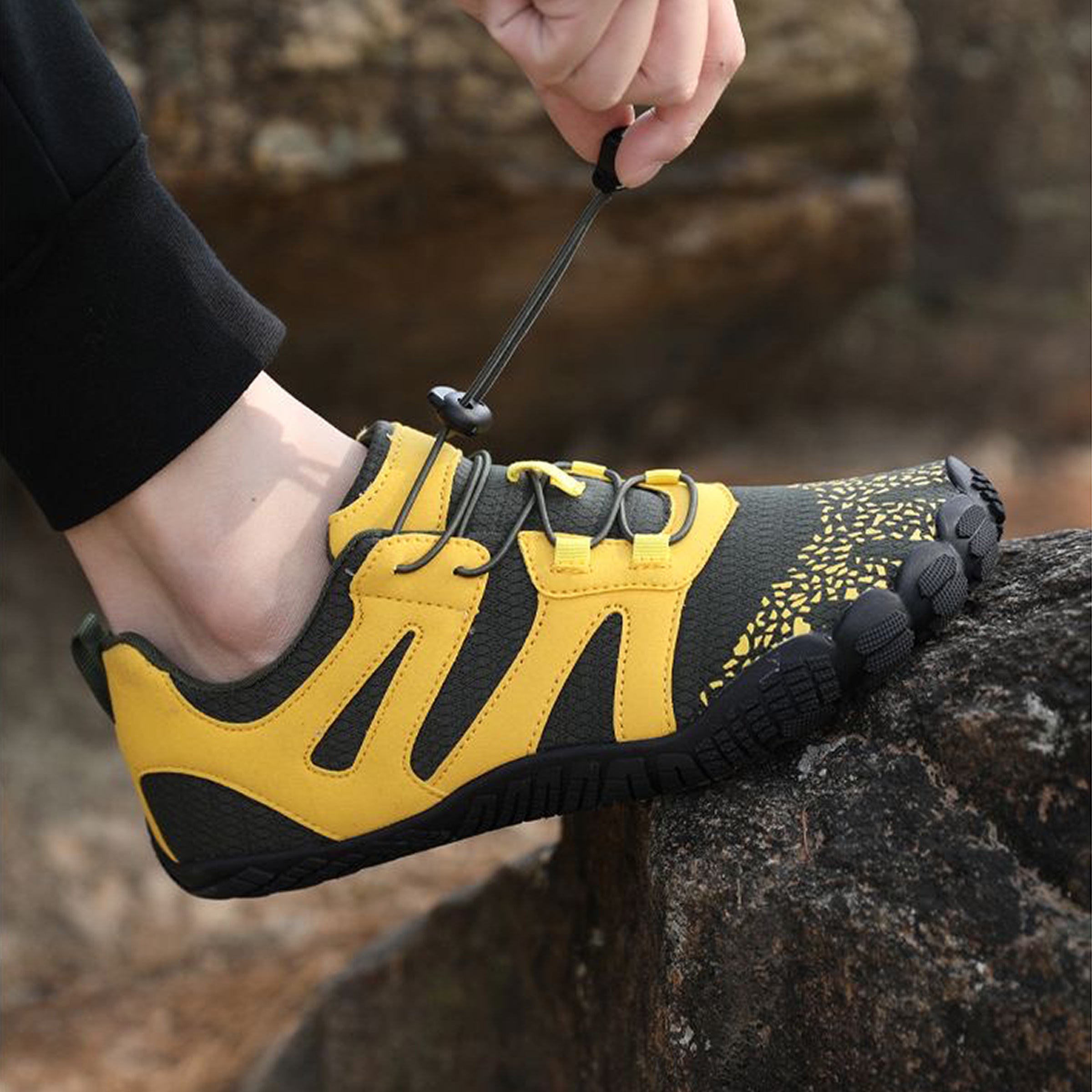 Men's Minimalist Black and Yellow Barefoot / Gym Shoes – Wide Toe box, Lightweight, Flexible & Zero-Drop