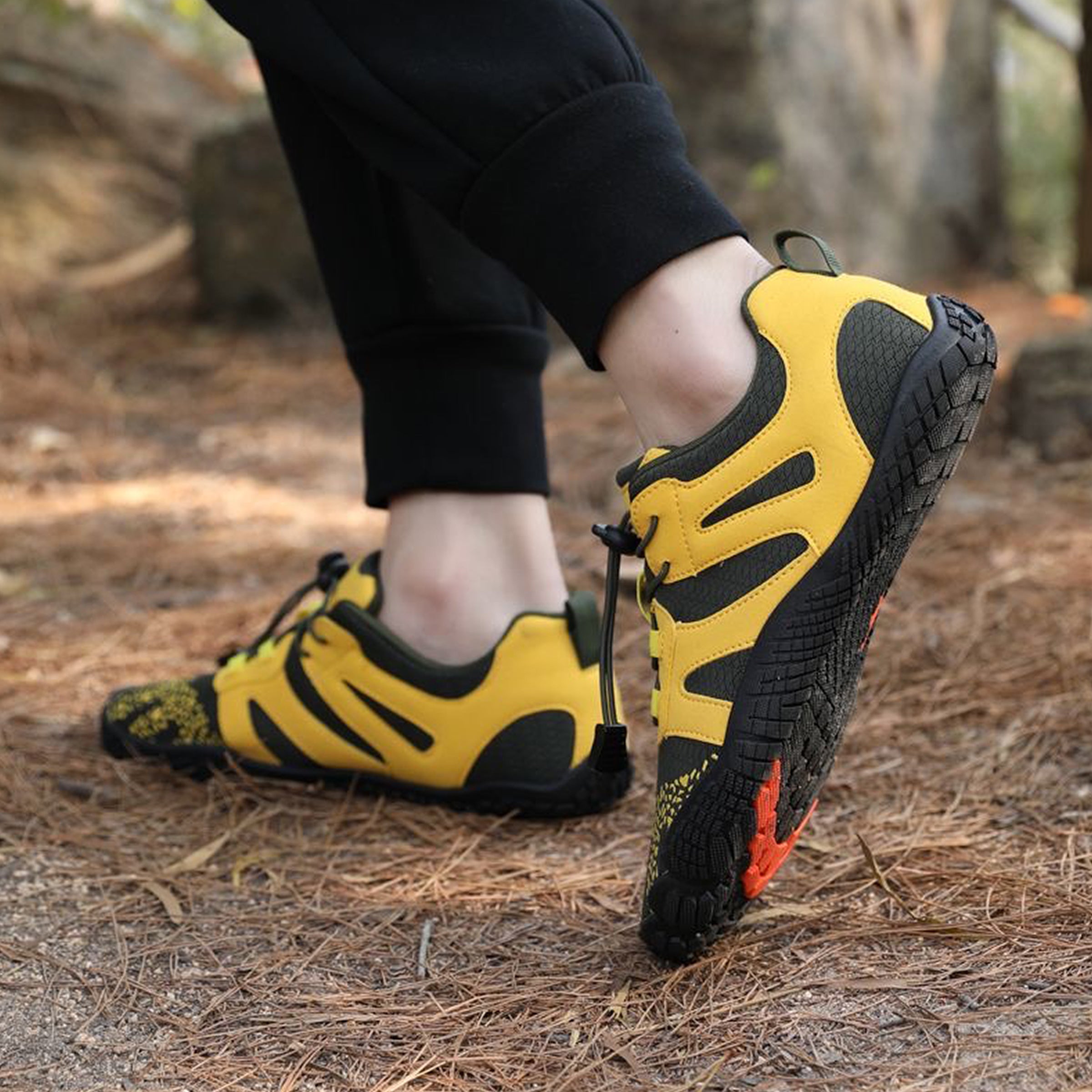 Men's Minimalist Black and Yellow Barefoot / Gym Shoes – Wide Toe box, Lightweight, Flexible & Zero-Drop