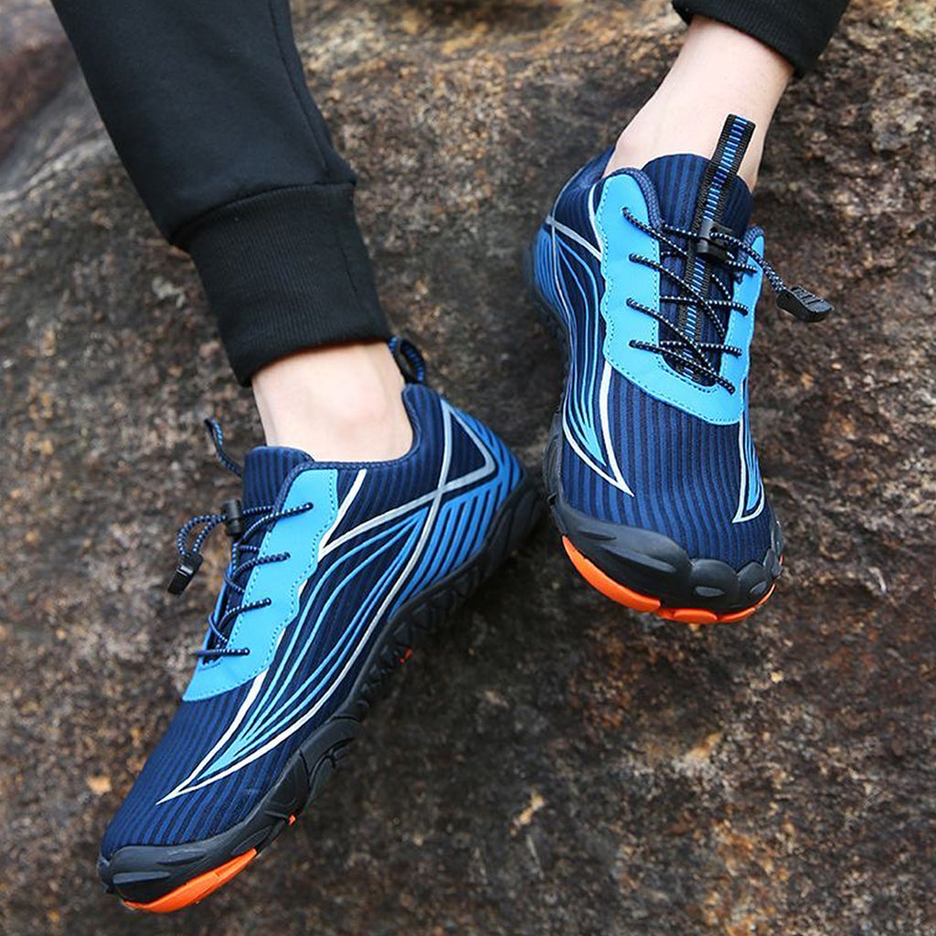 Women's Minimalist Dark Blue Geometric Barefoot / Gym Shoes – Lightweight, Flexible & Zero-Drop