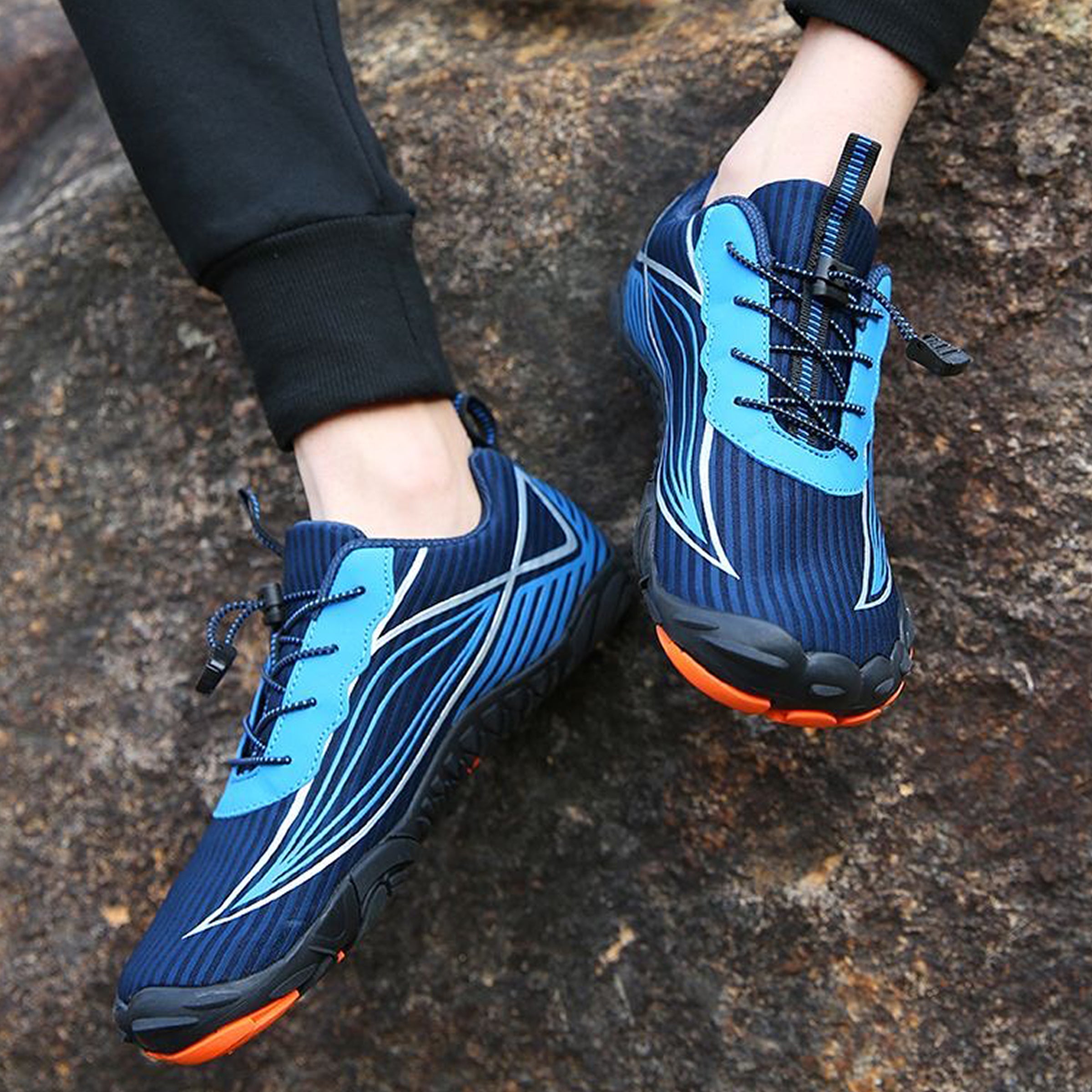 Women's Minimalist Dark Blue Geometric Barefoot / Gym Shoes – Lightweight, Flexible & Zero-Drop
