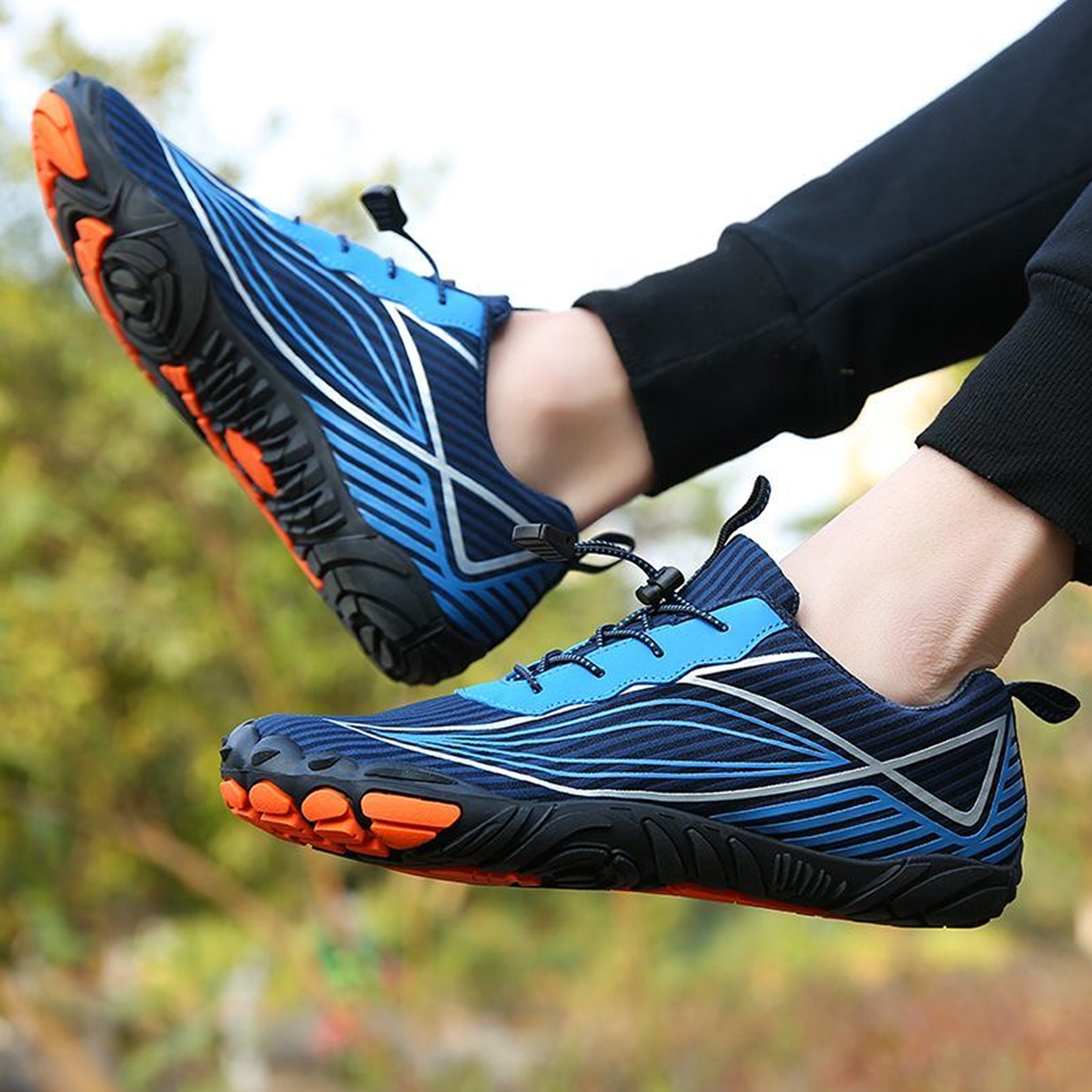 Women's Minimalist Dark Blue Geometric Barefoot / Gym Shoes – Lightweight, Flexible & Zero-Drop