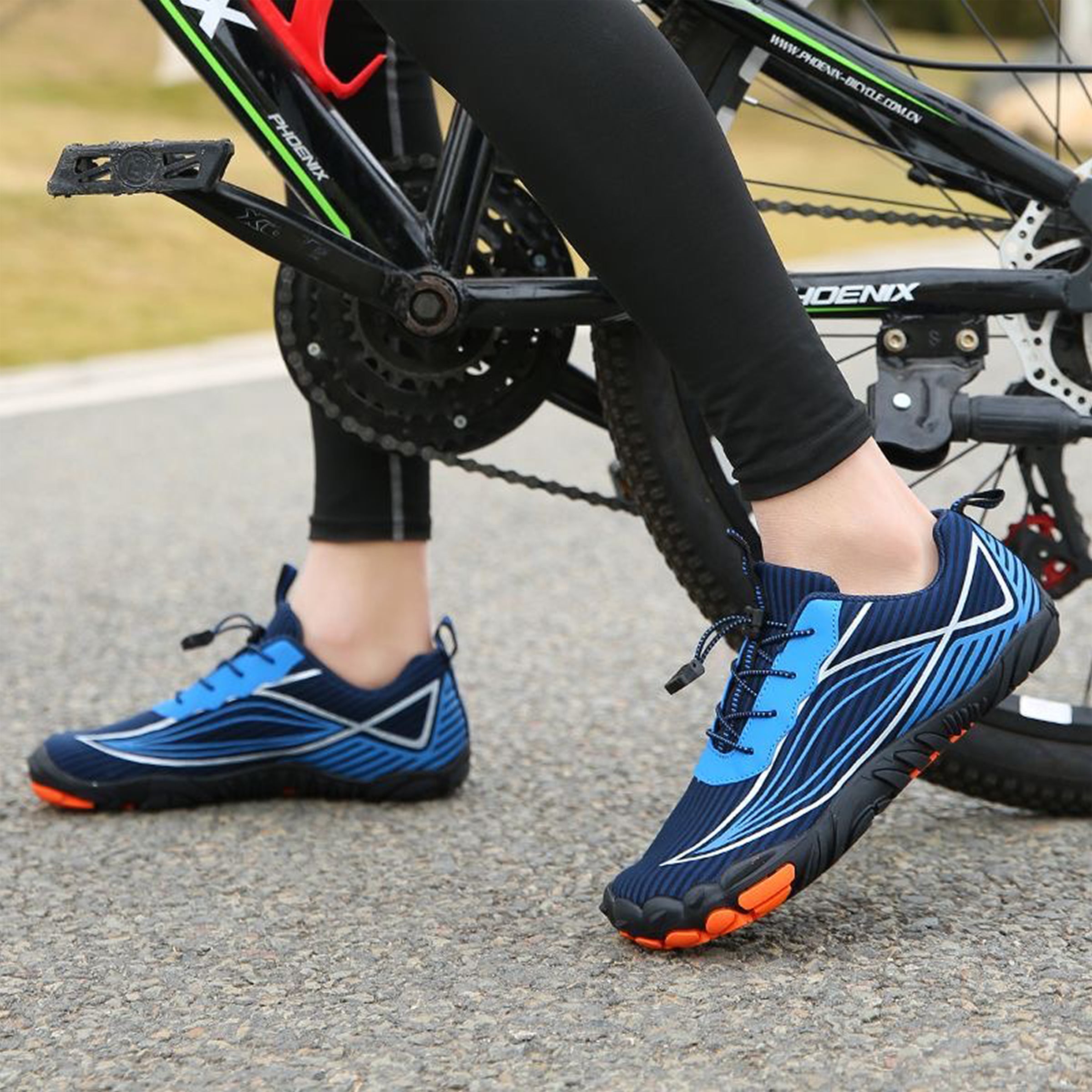 Women's Minimalist Dark Blue Geometric Barefoot / Gym Shoes – Lightweight, Flexible & Zero-Drop