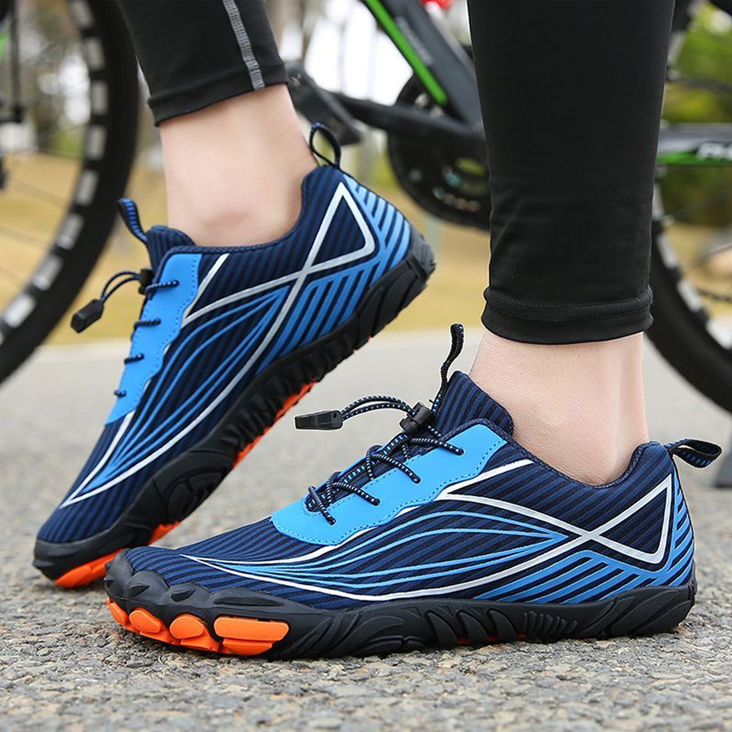Women's Minimalist Dark Blue Geometric Barefoot / Gym Shoes – Lightweight, Flexible & Zero-Drop