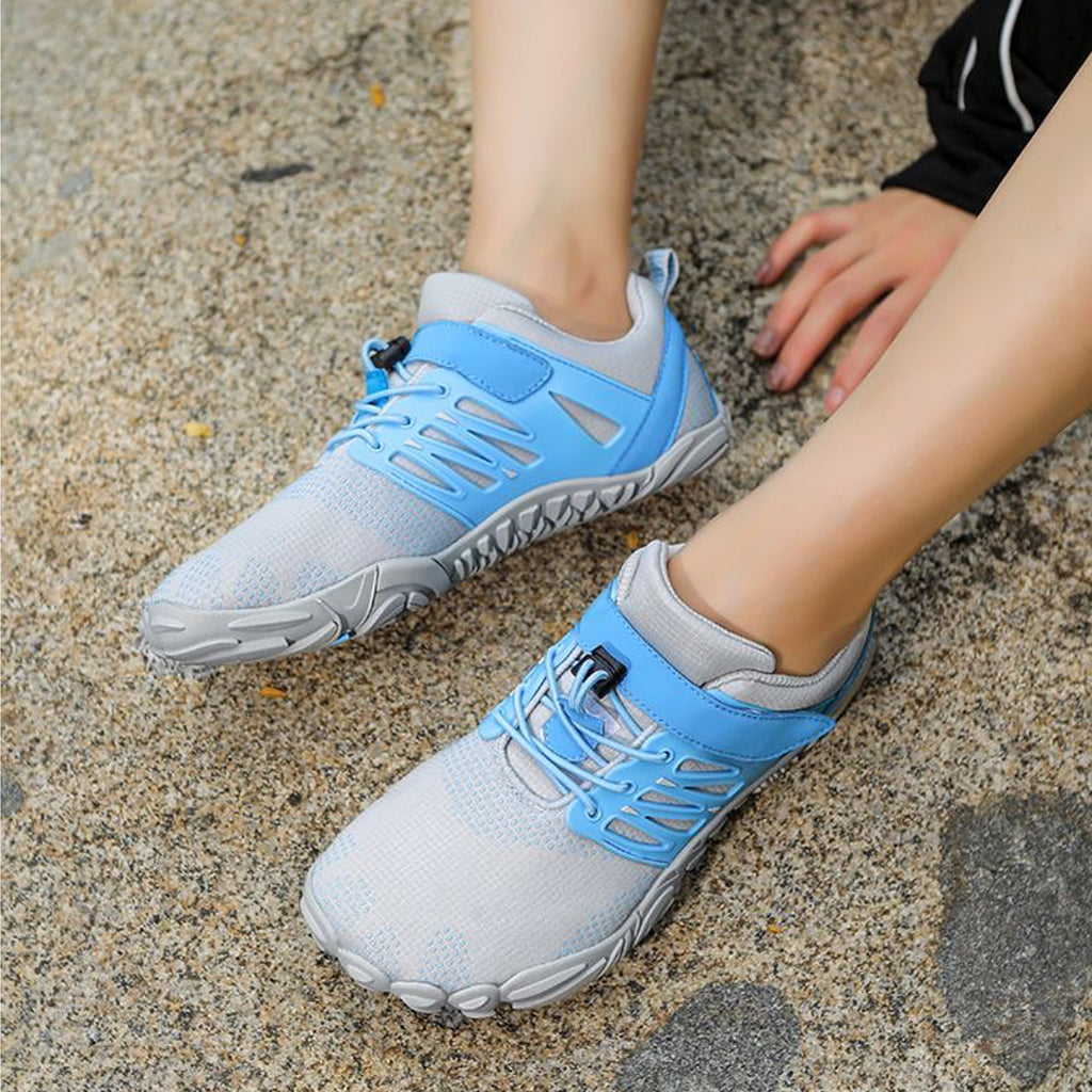 Men's Light Grey & Blue Barefoot Shoes - Wide Toe box, Ankle Cushioning, Lightweight, Flexible & Zero-Drop