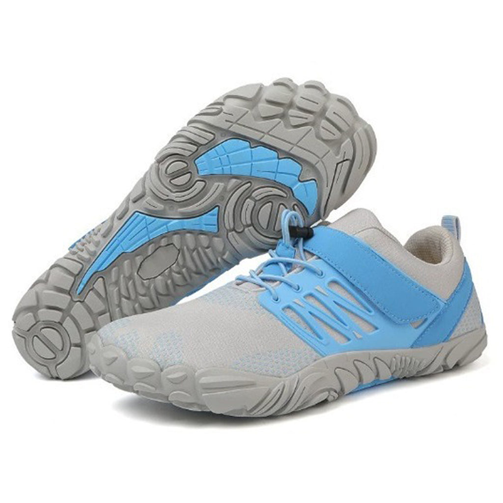 Men's Light Grey & Blue Barefoot Shoes - Wide Toe box, Ankle Cushioning, Lightweight, Flexible & Zero-Drop