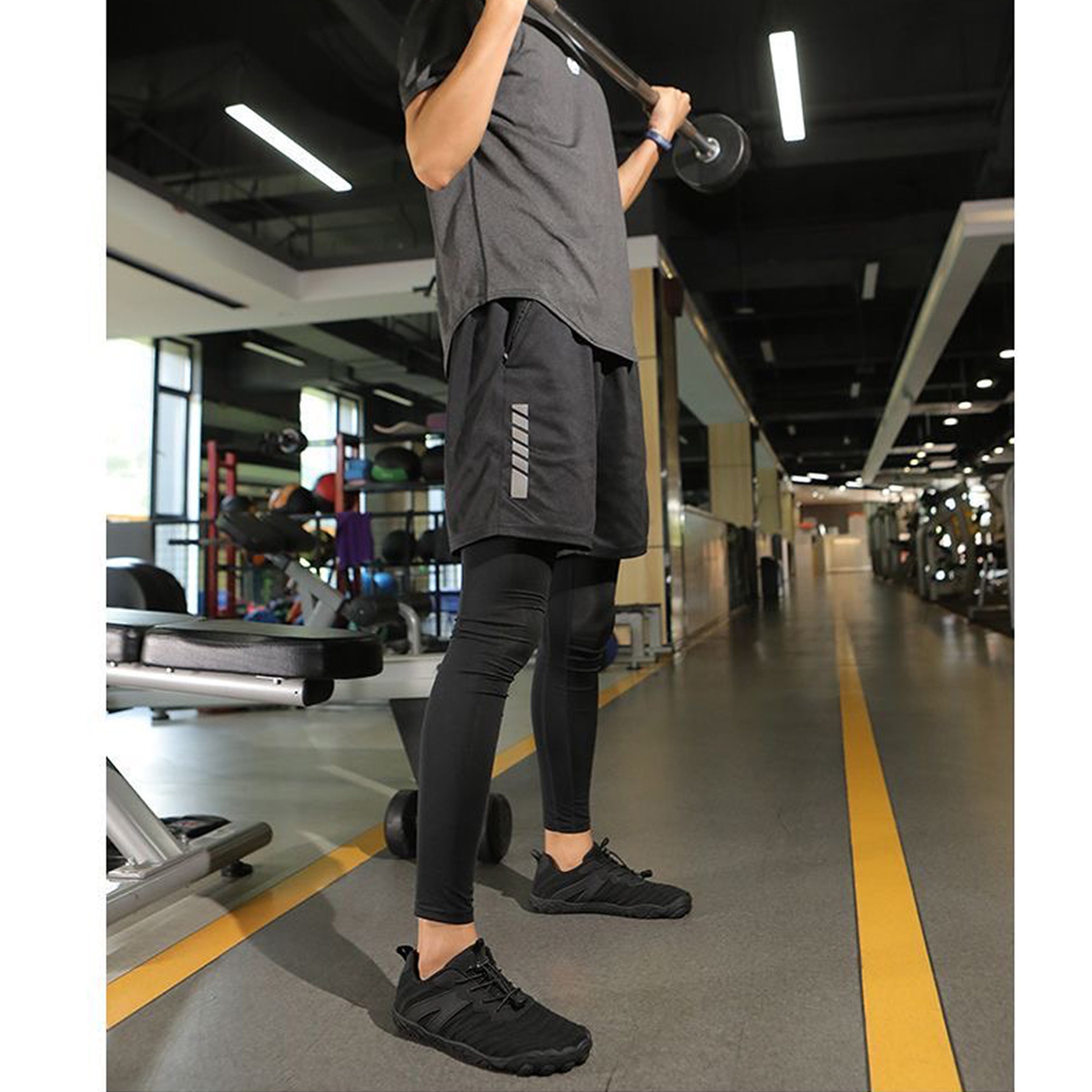 Men's Minimalist Jet Black Barefoot / Gym Shoes with Arch Support – Lightweight, Flexible & Zero-Drop