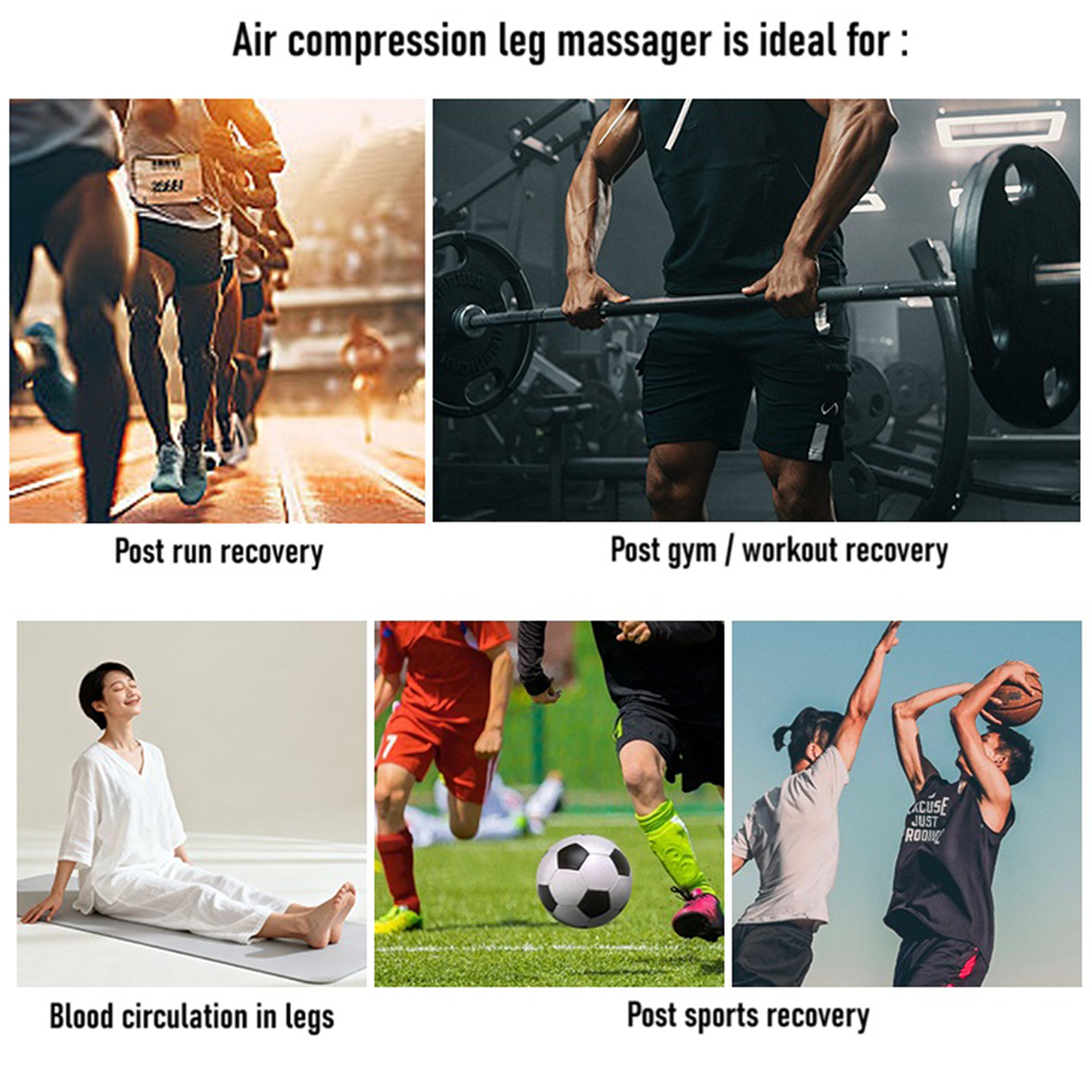 Air Compression 6 Chamber Leg Massager with Handheld Controller for Muscle Recovery & Blood Circulation