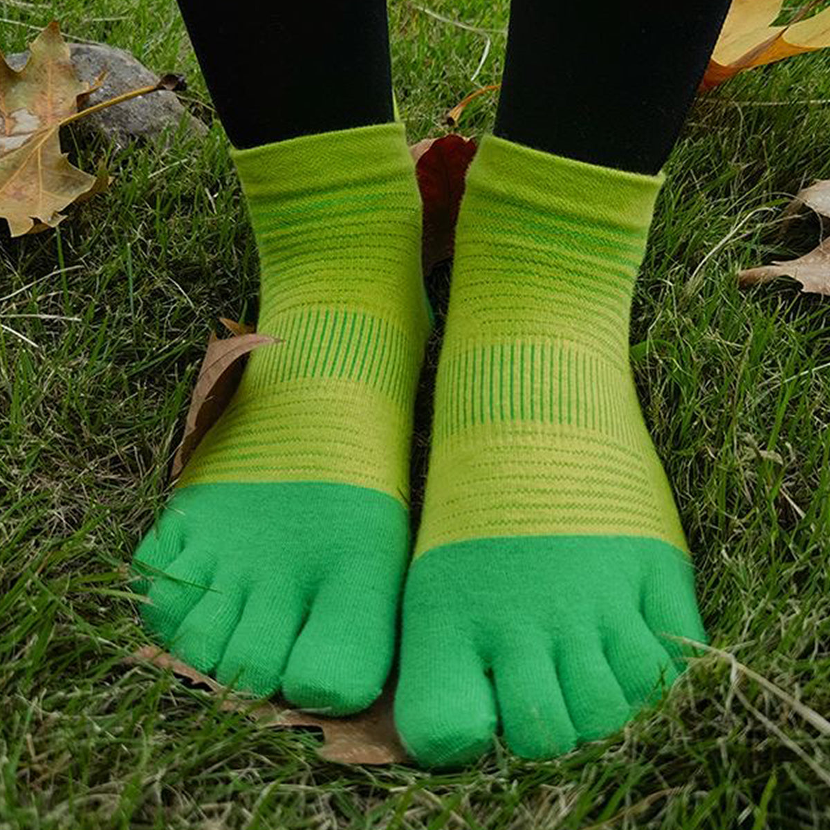 Women's Lightweight Ankle Length - Yellow Lime & Green Color Toe Socks – Blister-free, Moisture-Wicking