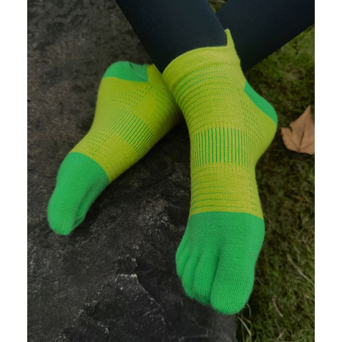 Women's Lightweight Ankle Length - Yellow Lime & Green Color Toe Socks – Blister-free, Moisture-Wicking