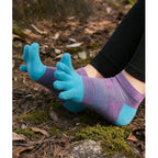 Women's Lightweight Ankle Length - Orchid & Aqua Blue Color Toe Socks – Blister-free, Moisture-Wicking