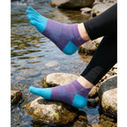 Women's Lightweight Ankle Length - Orchid & Aqua Blue Color Toe Socks – Blister-free, Moisture-Wicking