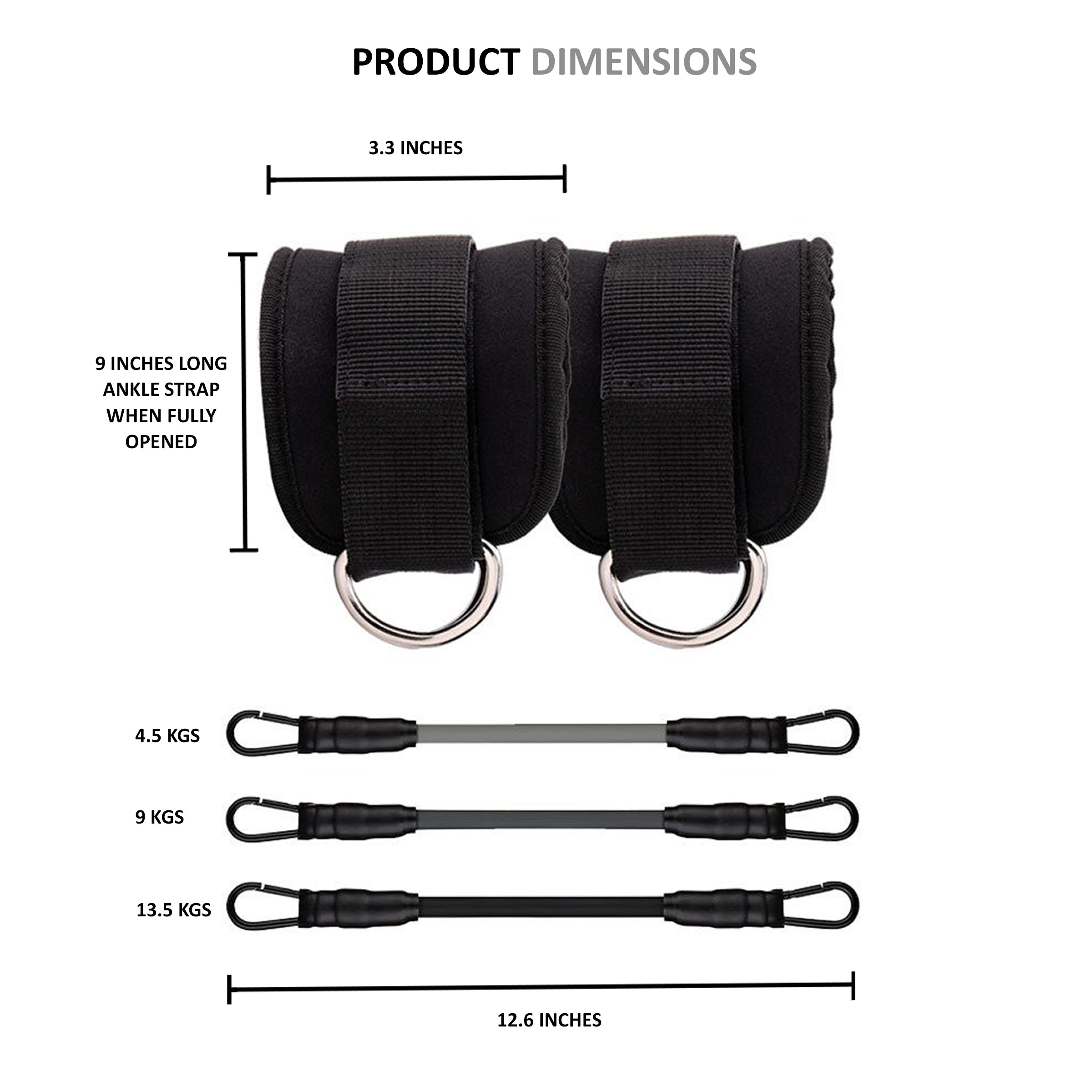 Ankle Strap Resistance Band Set for Glutes & Legs (Adjustable – Multi Resistance Kit)