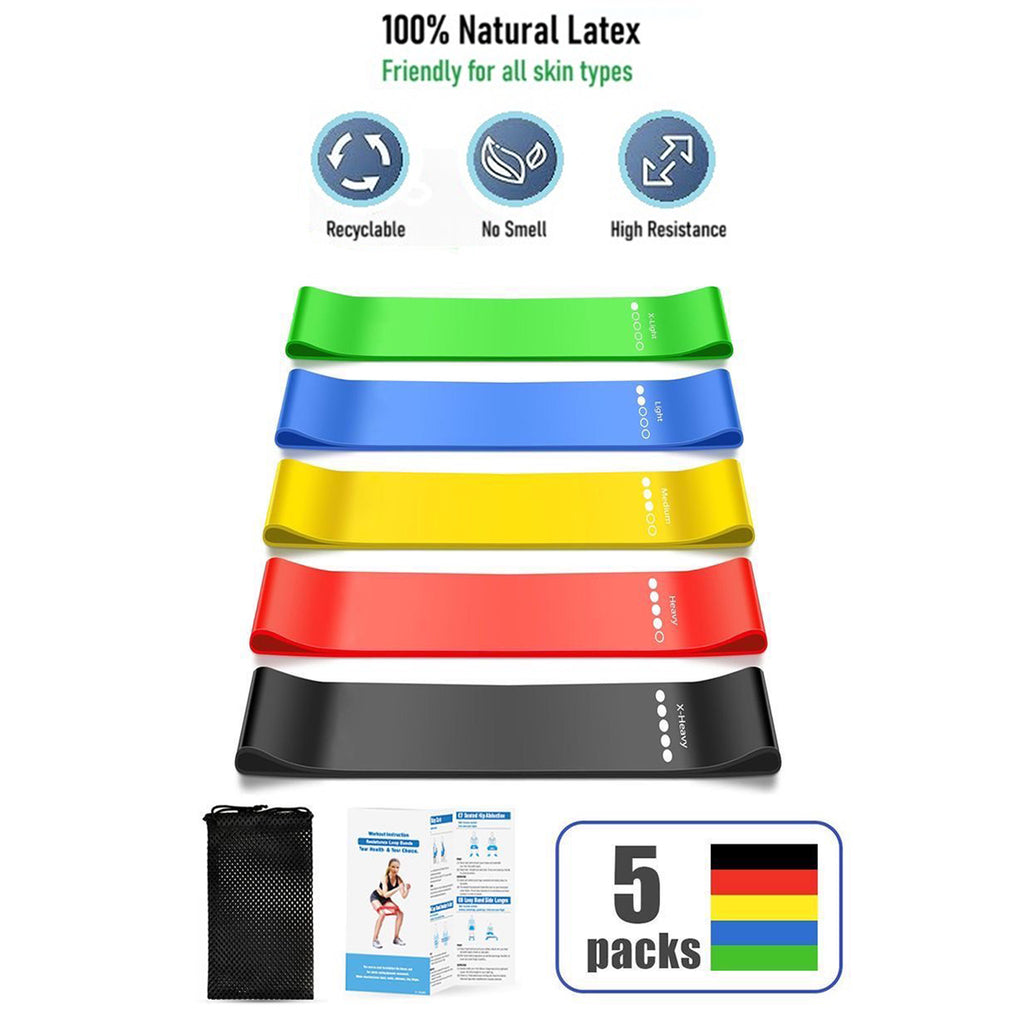 Latex Resistance Bands Mini Loop Set (Pack of 5) for Strength & Mobility