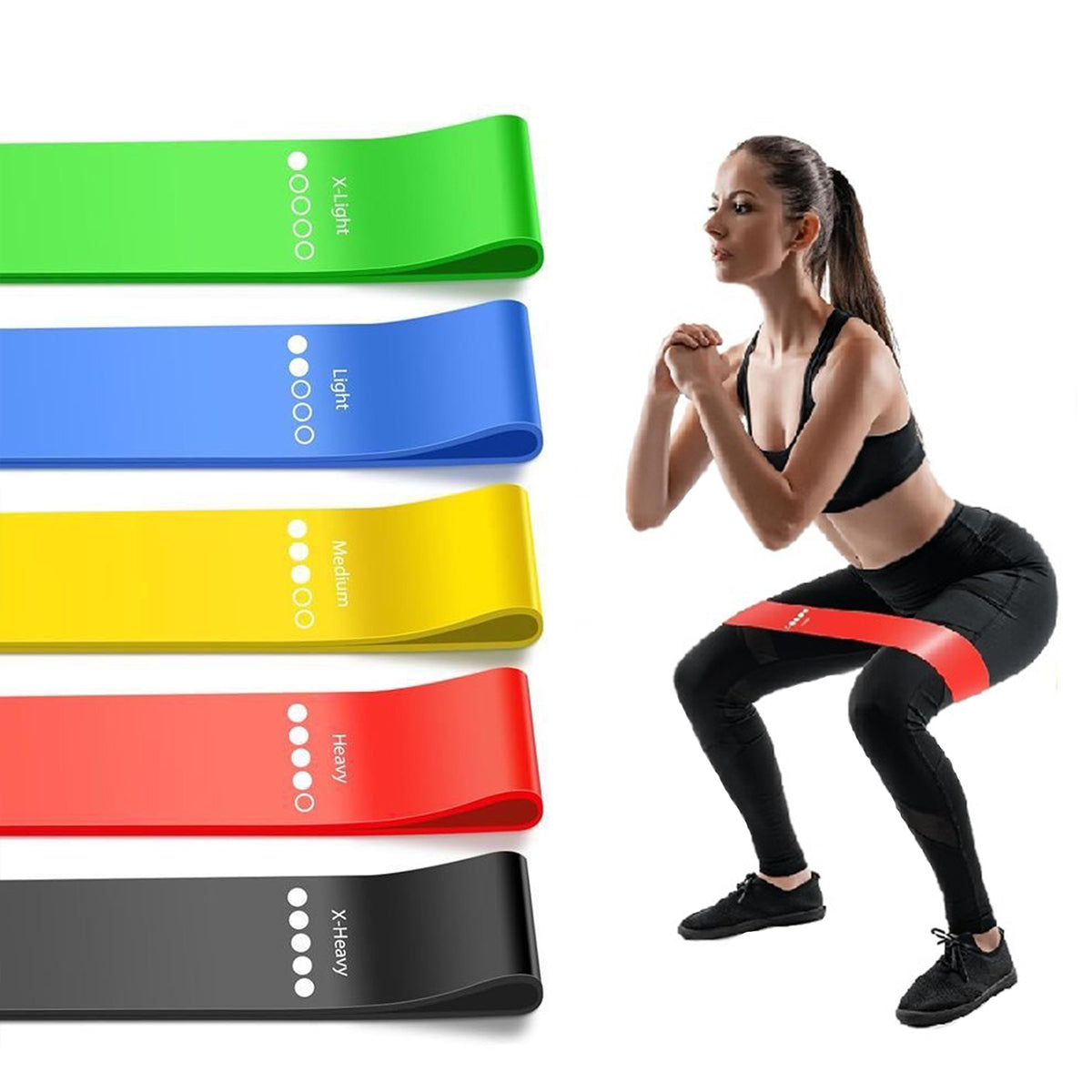 Latex Resistance Bands Mini Loop Set (Pack of 5) for Strength & Mobility