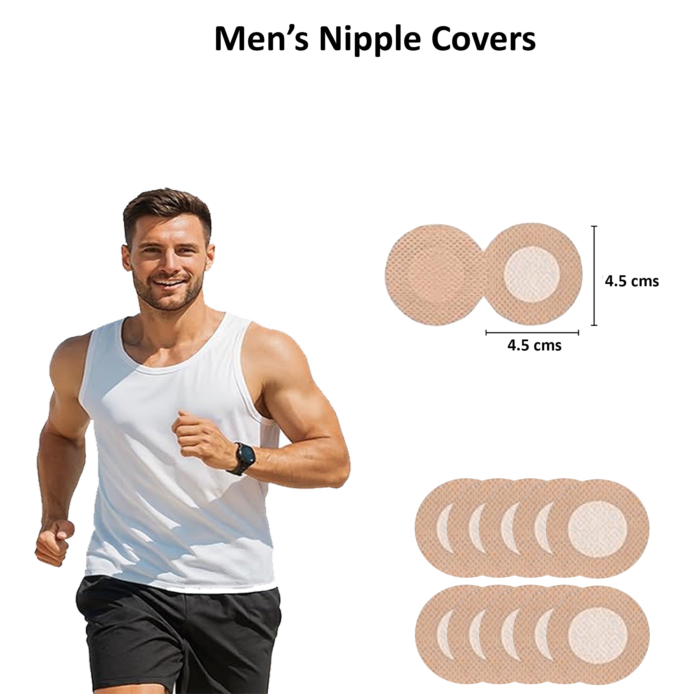 Men’s Round Nipple Covers for Running & Endurance Sports (10-Pack)
