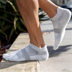Men's Lightweight Ankle Length - Smoke White Color Toe Socks – Blister-free, Moisture-Wicking