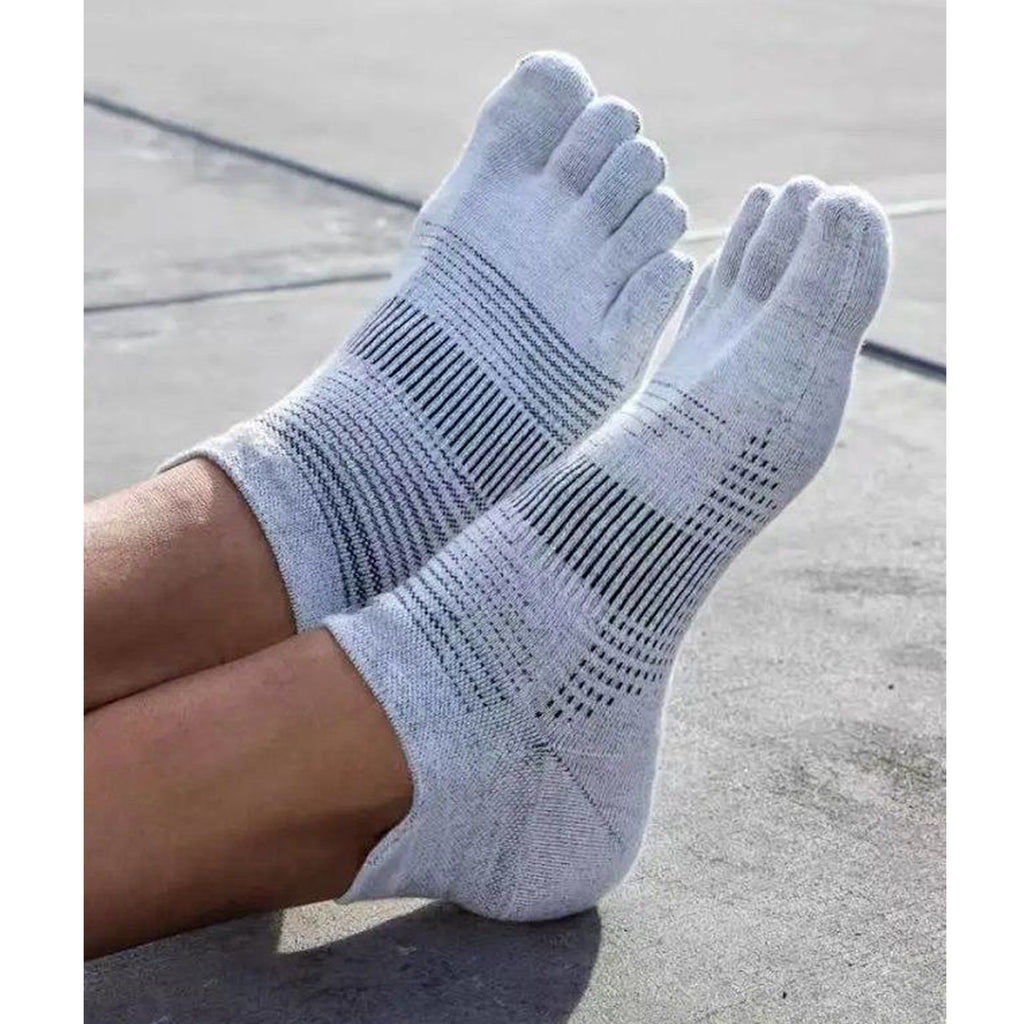 Men's Lightweight Ankle Length - Smoke White Color Toe Socks – Blister-free, Moisture-Wicking