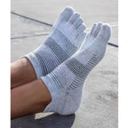 Men's Lightweight Ankle Length - Smoke White Color Toe Socks – Blister-free, Moisture-Wicking