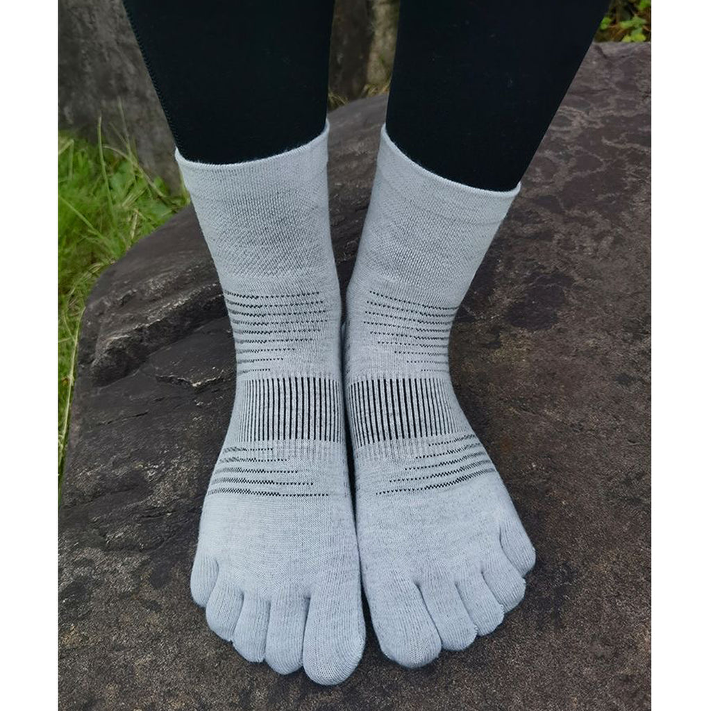 Women's Lightweight Mini-Crew Length - Smoke White Color Toe Socks – Blister-Free, Moisture-Wicking