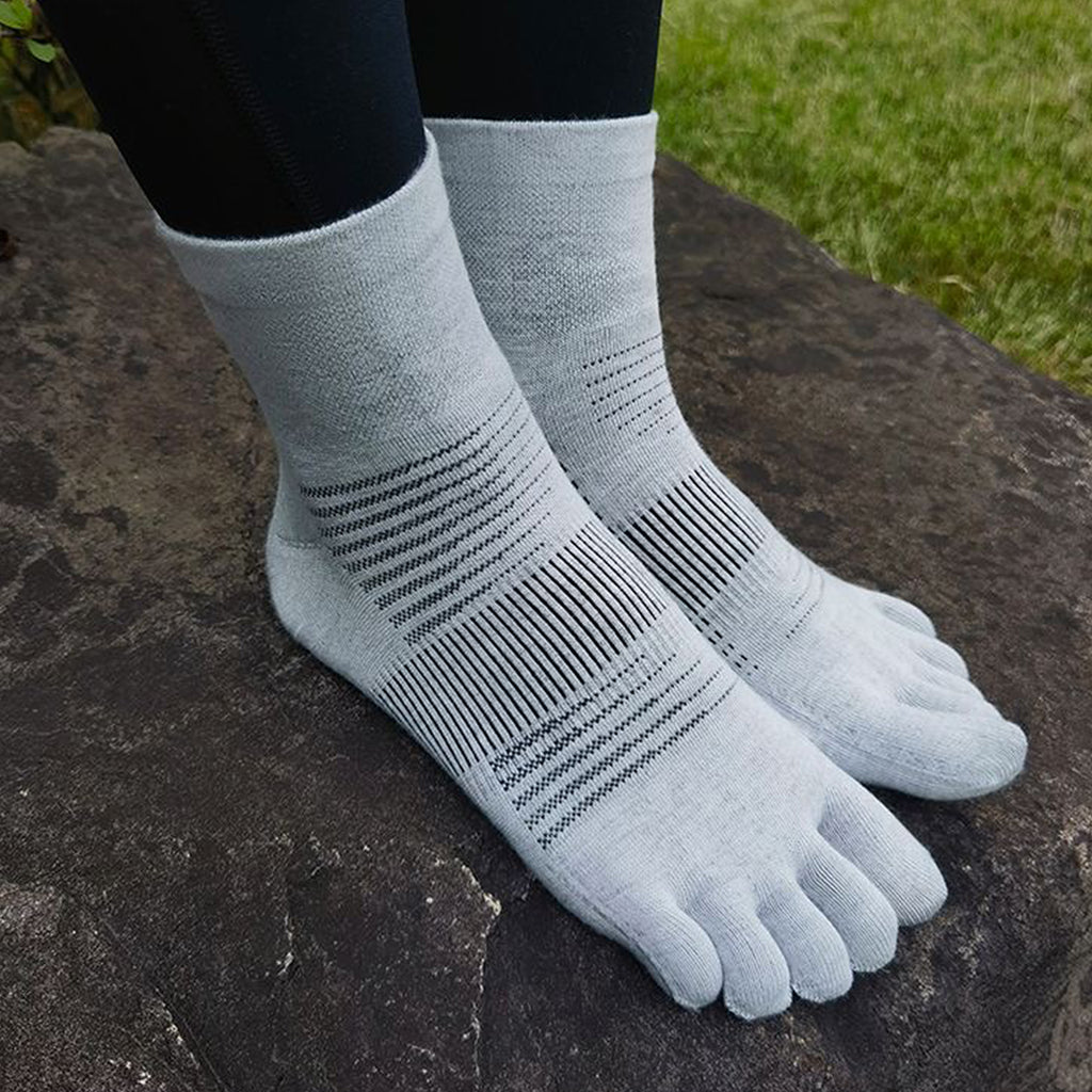 Women's Lightweight Mini-Crew Length - Smoke White Color Toe Socks – Blister-Free, Moisture-Wicking