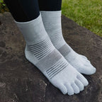 Women's Lightweight Mini-Crew Length - Smoke White Color Toe Socks – Blister-Free, Moisture-Wicking
