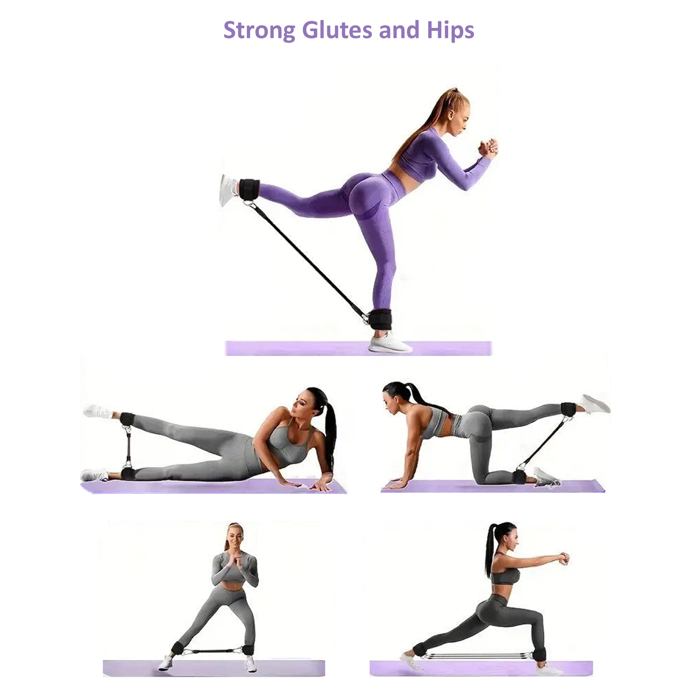 Ankle Strap Resistance Band Set for Glutes & Legs (Adjustable – Multi Resistance Kit)